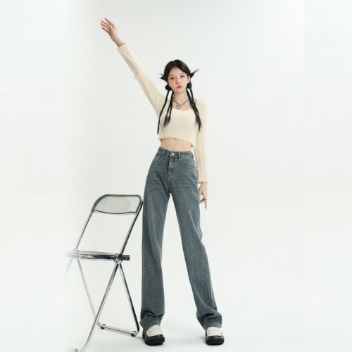 High Waist Wide Leg Jeans Garment Wash